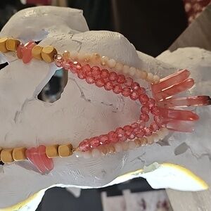 Pink and Gold Beaded Necklace